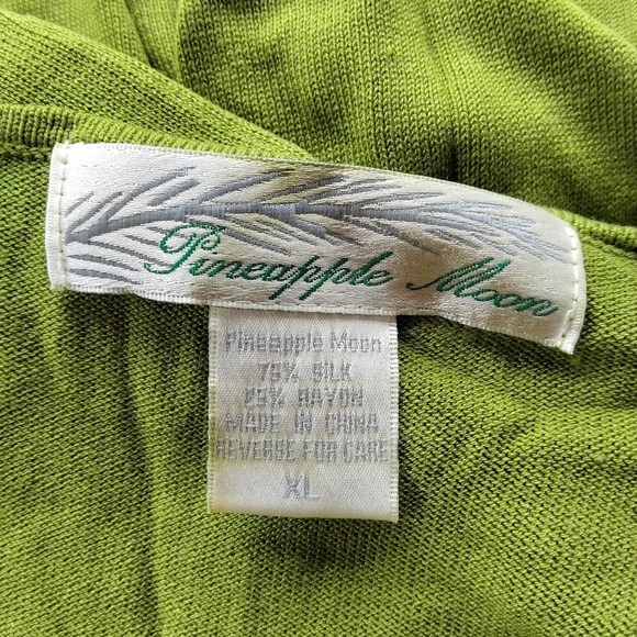 Pineapple Moon Beautiful Green Single Button Front Silk Blend Cardigan Size XL - Picture 7 of 7